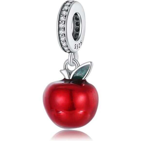 925 sterling silver gold love heart cherry blossom dangle charm fits Pandora bra - Picture 1 of 5
